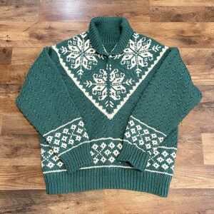 Vintage | Hand-Knit Chunky Knit Fair Isle Pullover Sweater